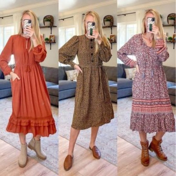 Who What Wear Long Sleeve Bold Button Leopard Print Belt Midi Dress S NWT - Picture 9 of 12